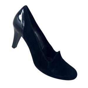 Gabor Court Heel Women's Size 9 Black Suede Patent Leather Heel